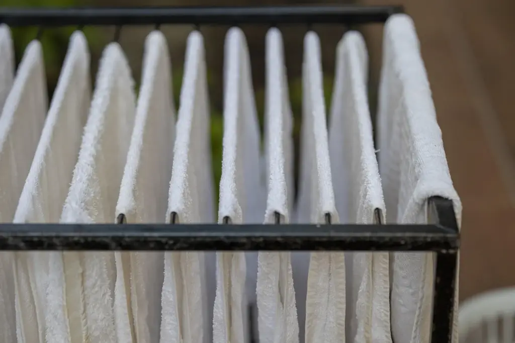 Patting beef cubes dry with paper towels before browning for stew